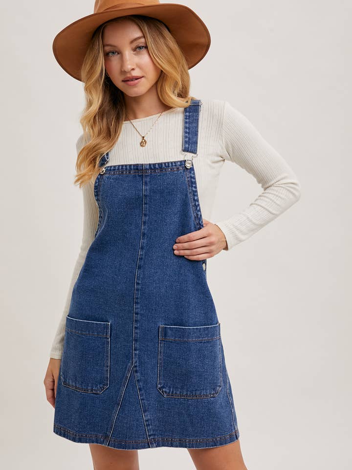 Bluivy - Wholesale Overalls - Women's - DENIM OVERALL MINI DRESS WITH POCKETS9