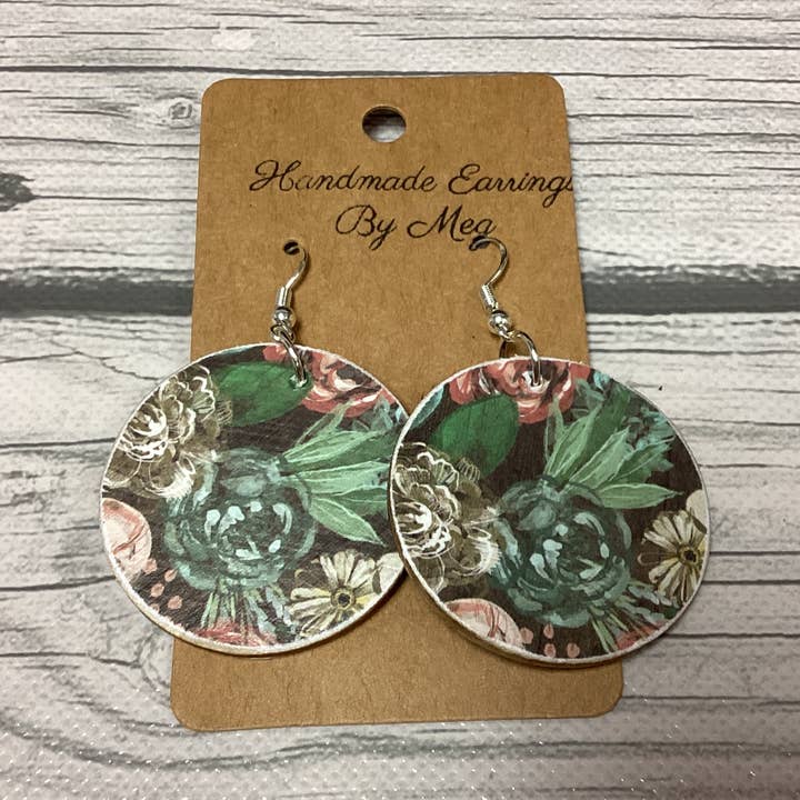 Dark floral 1.5 inch for wholesale by Handmade Earrings By Meg