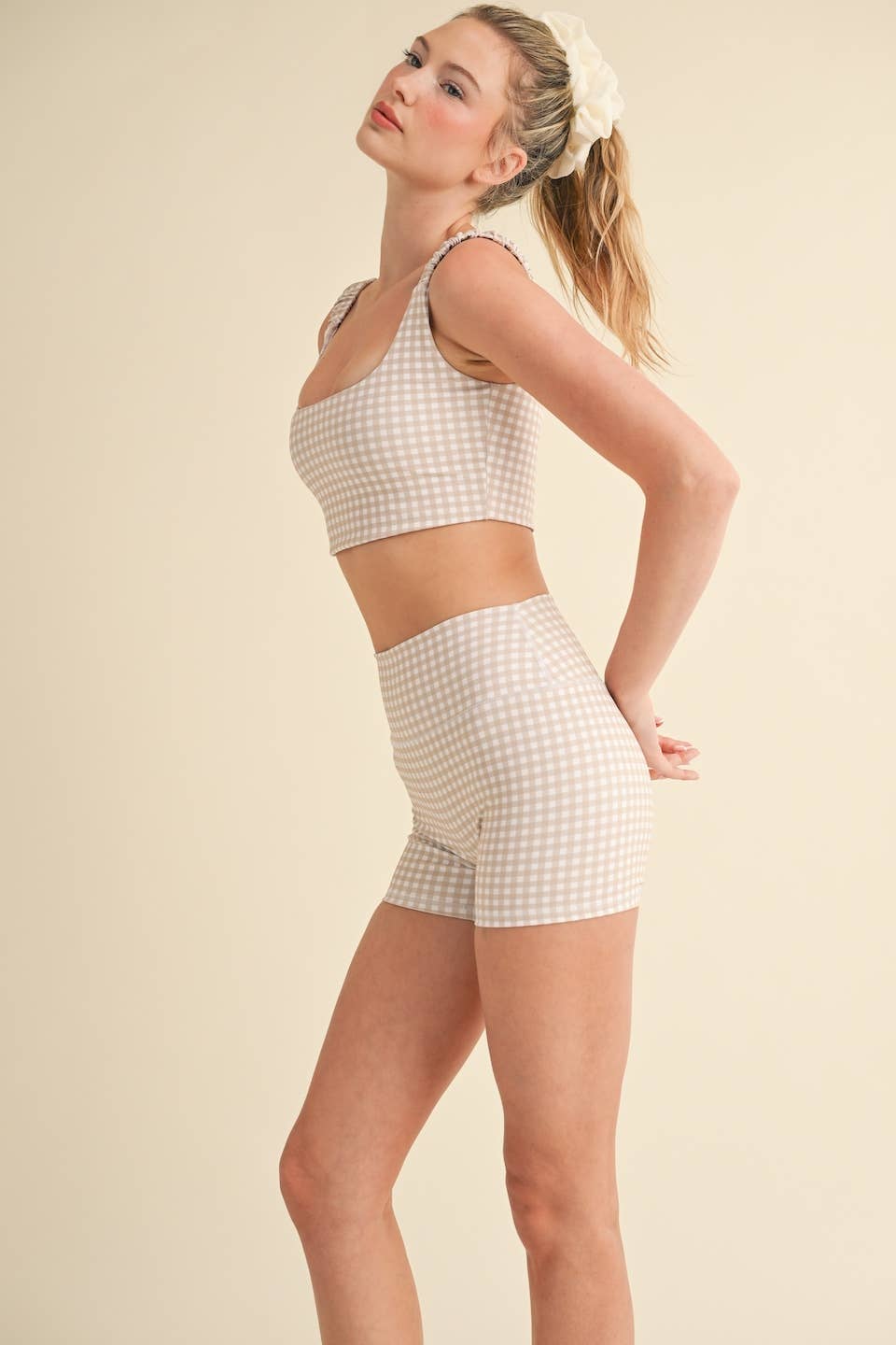 KIMBERLY C - Wholesale Sports Bra - Women's - Gingham Print Ruched Bra Top18