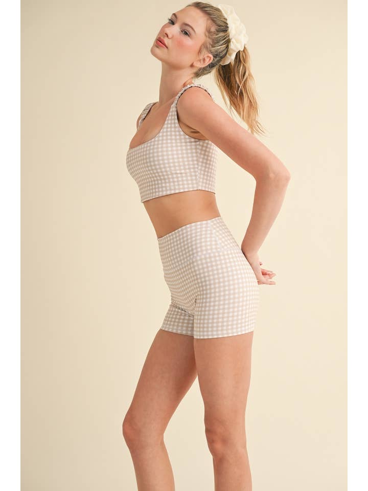 KIMBERLY C - Wholesale Sports Bra - Women's - Gingham Print Ruched Bra Top18