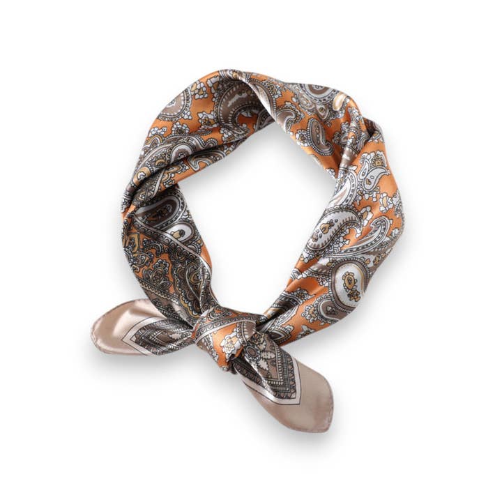 Satin Square Scarf with Classic Paisley Print 23.6¡Á23.6 Inc for wholesale by AK Brand