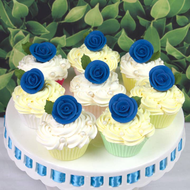 Global Sugar Art - Wholesale Cake/Cupcake Topper - Premium Edible Roses for Cakes and Cupcakes, Sweet Royal Icing Roses, by Global Sugar Art, Royal Blue1