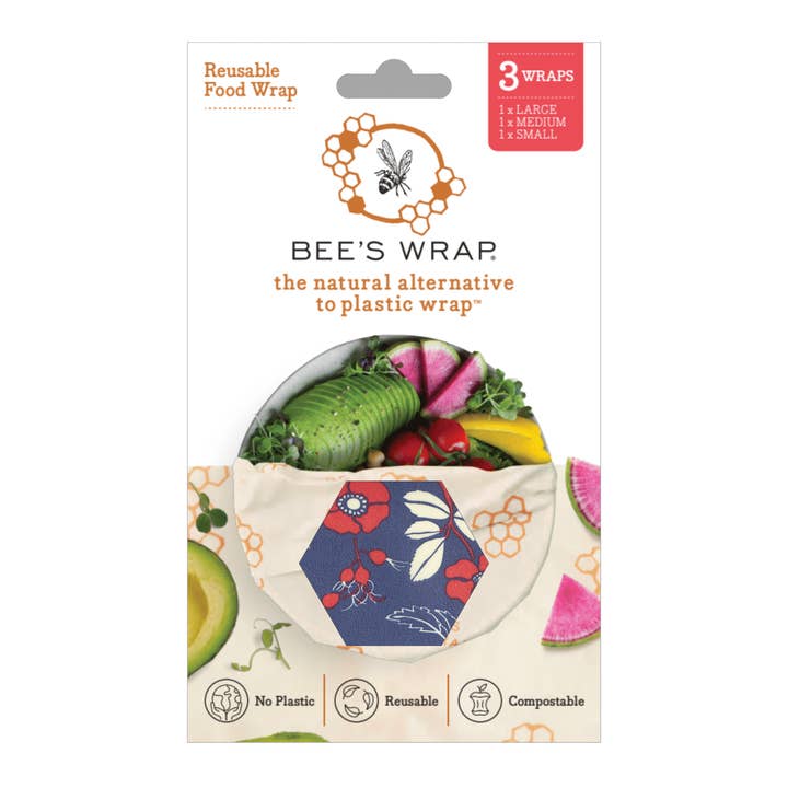 Bee's Wrap - Wholesale Food Storage Wrap/Bag - Assorted 3 Pack - Botanical