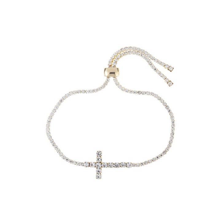 Crg RHINESTONE CROSS ADJUST BRACELET 83736 for wholesale on Faire