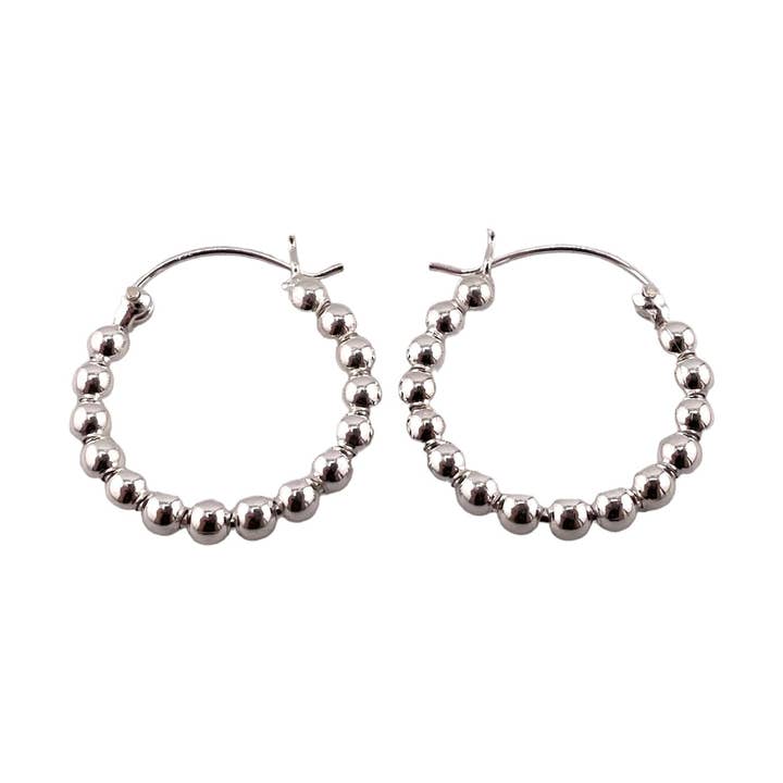 Ball Bead Hinged Hoop Earrings Sterling Silver for wholesale by Select Lines