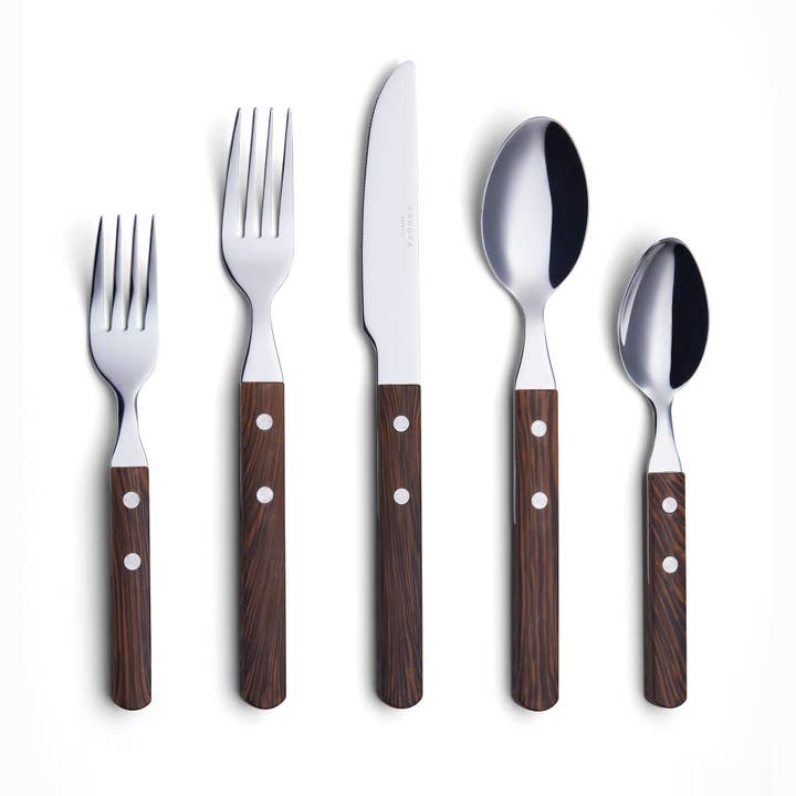 ANNOVA - Wholesale Flatware Set - ANNOVA Walnut Wood Silverware Set 20 Pieces Retro11