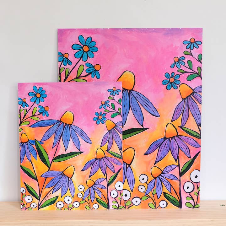 Purple Coneflowers Acrylic Art Print for wholesale by Echo Foxx