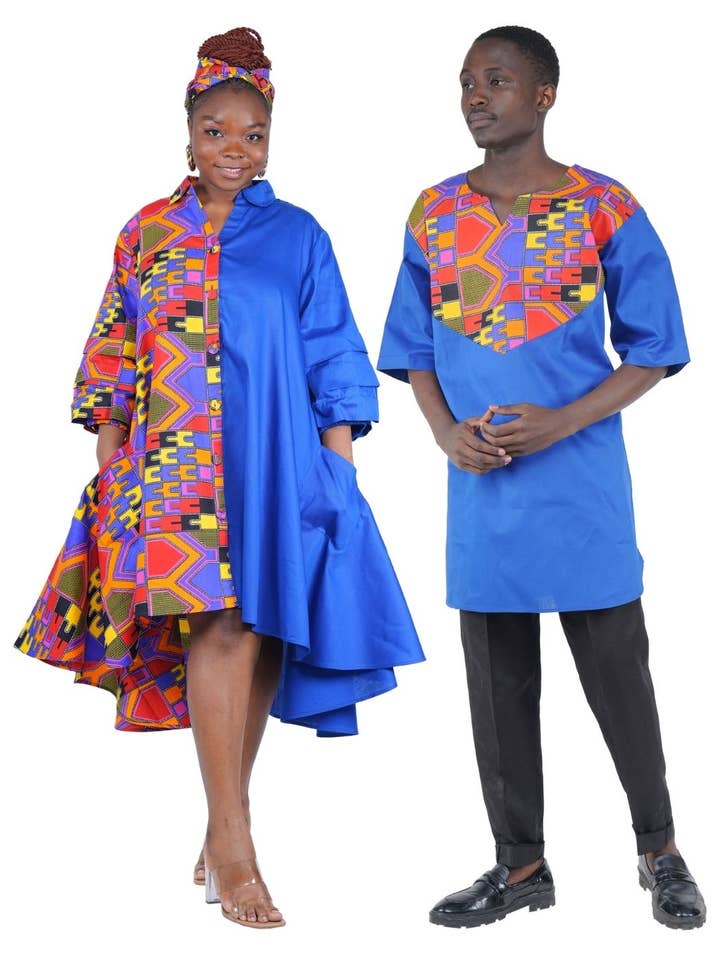 African Accent High Low Swing Dress & Men's Top | One Size & Plus Size for wholesale by Satsuma Wholesale