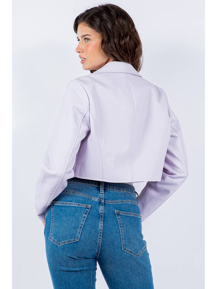 Veracci – wholesale Leather jacket – Women′s – Faux Leather Cropped Moto Jacket16