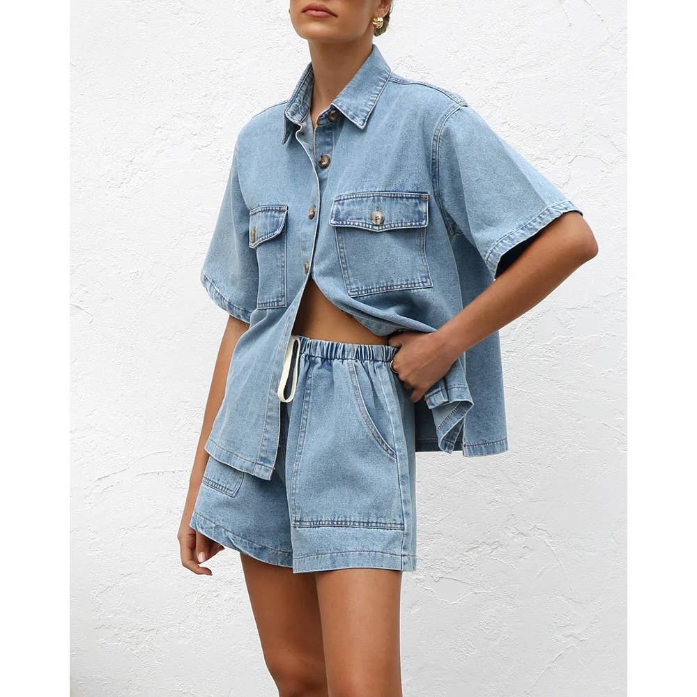 Short sleeve and shorts Denim set for wholesale on Faire2