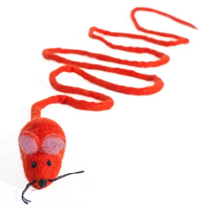 Cat in the Box LLC - Wholesale Pet Toy - Cat - Wool Mouse Cat Toy 6-Foot-Tail - all-red, rainbow, unicorn