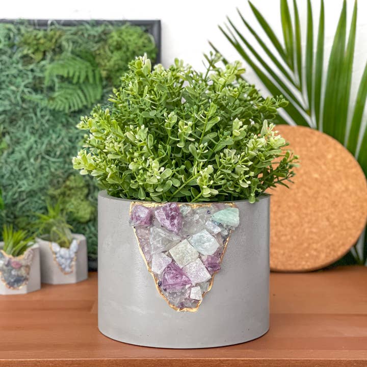 Planters Made in the USA - Wholesale Plant Pot - 6" FLUORITE GEODE PLANTER, Large Geode Planter, Crystal Planter Pot2