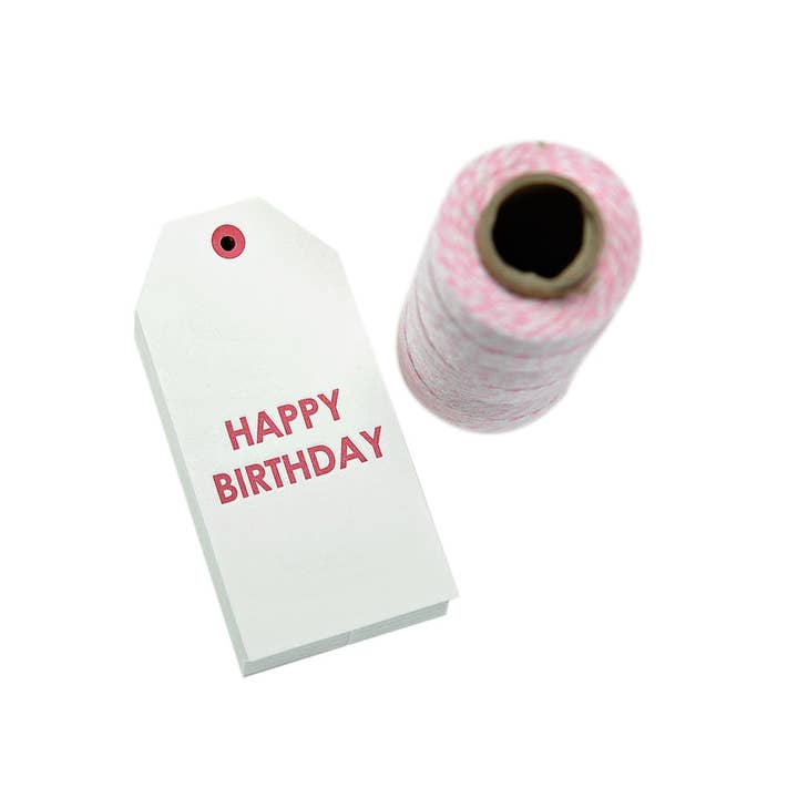 Birthday Hang Tags and Twine Set - Pink for wholesale by Yozo Studio