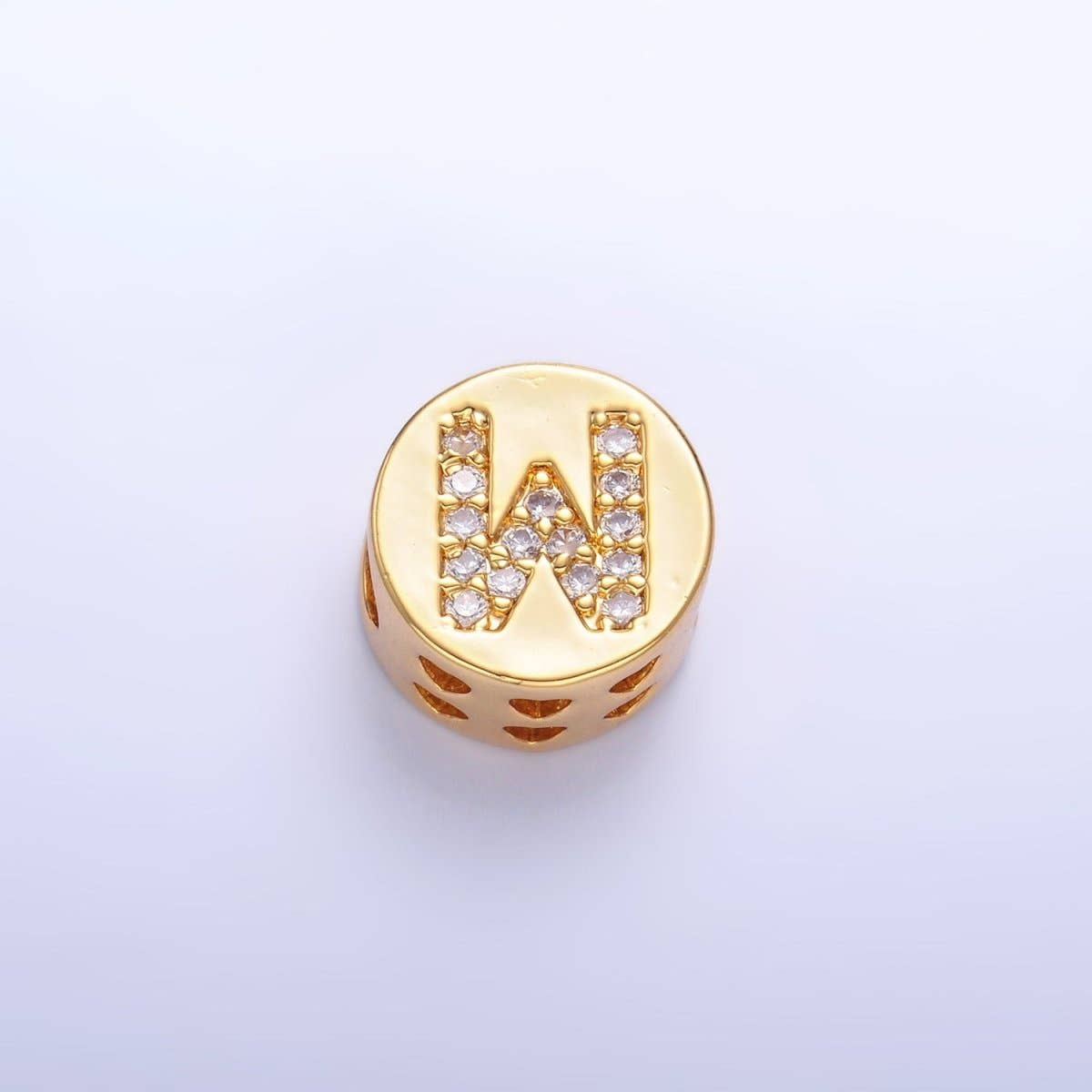 Aim Eternal - Wholesale Beads - 24K Gold Filled Alphabet Letter Micro Paved CZ Round Bead | A1526 - A153822