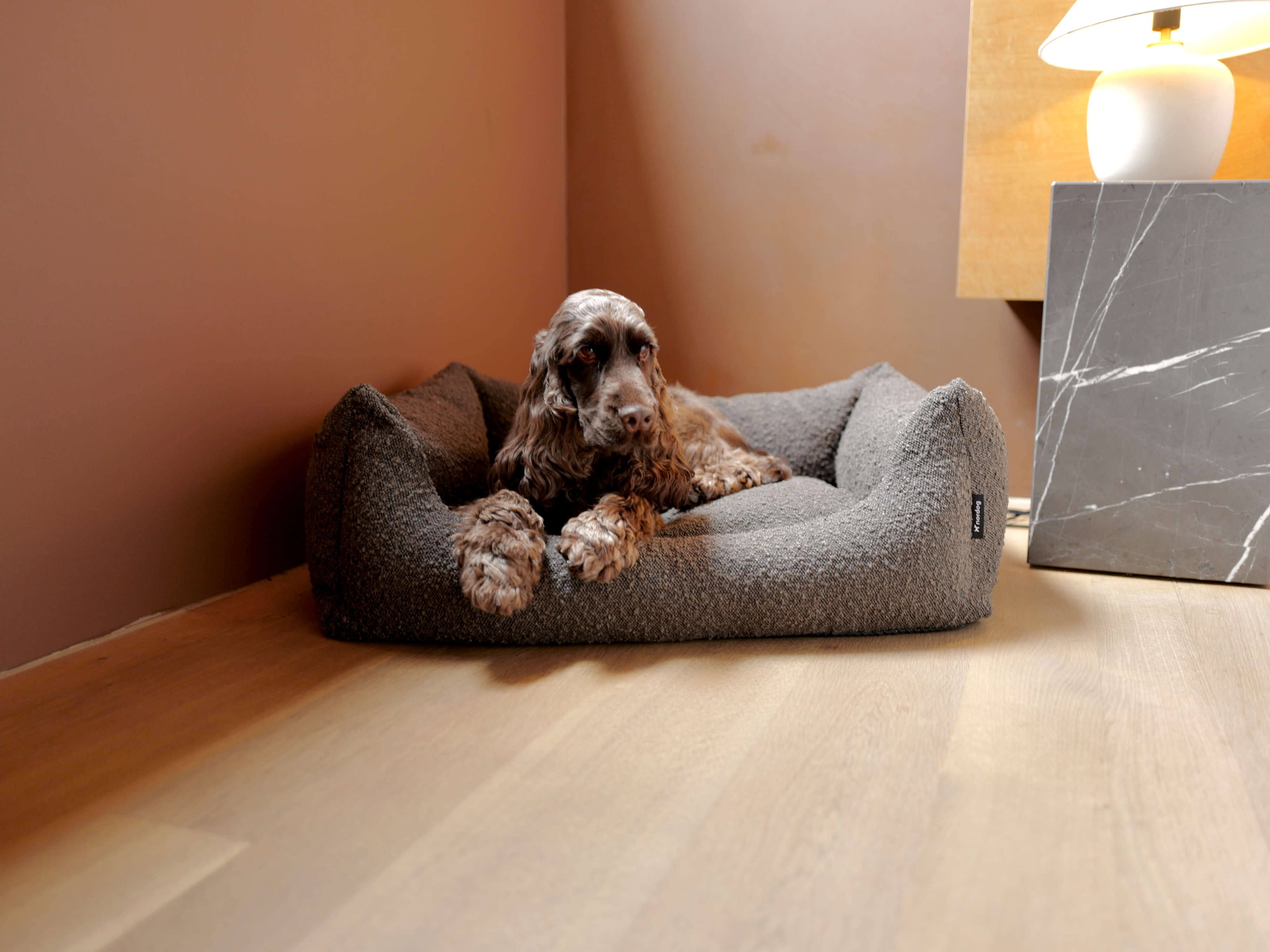 Nordog – cama - Cão por atacado – Cama para cachorro BILLY em tecido bouclé mocca3