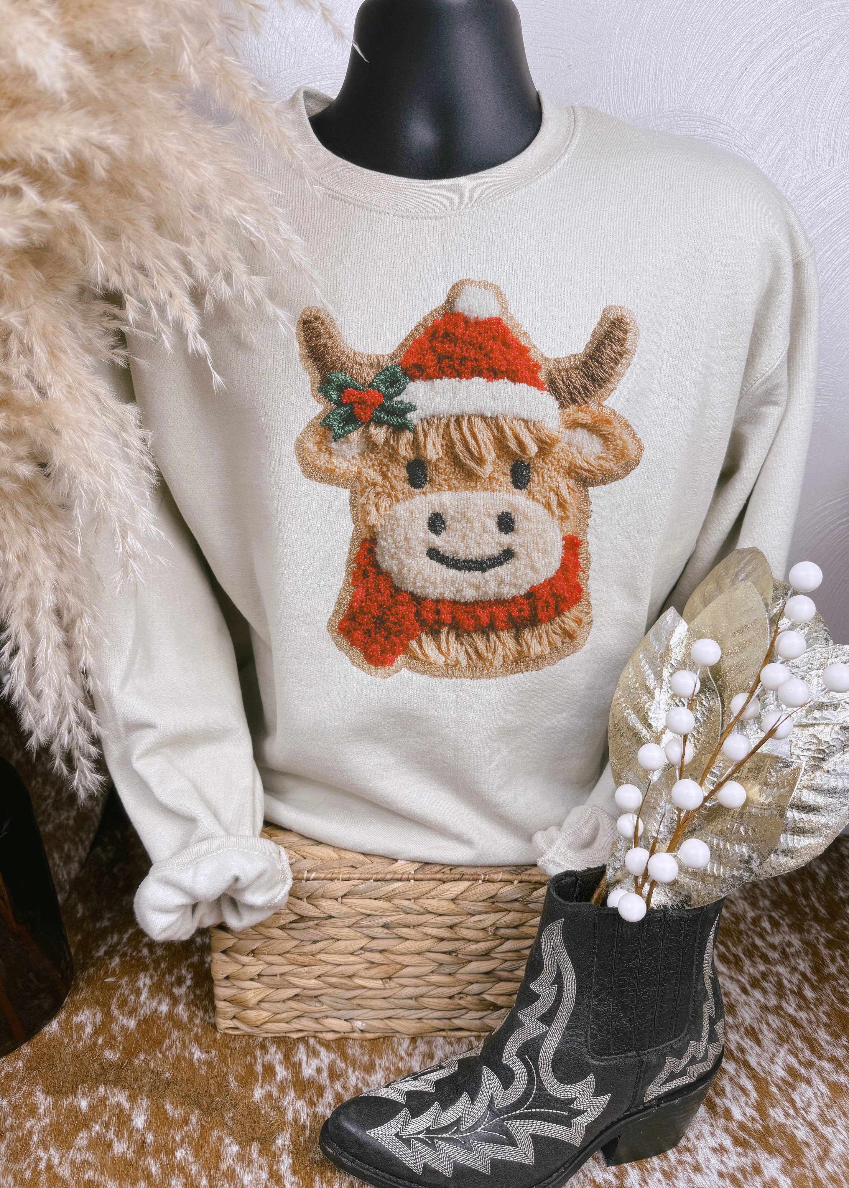 The Walking A - Wholesale Sweatshirt - Women's - HOLIDAY HIGHLAND (FAUX CHENILLE PATCH)0