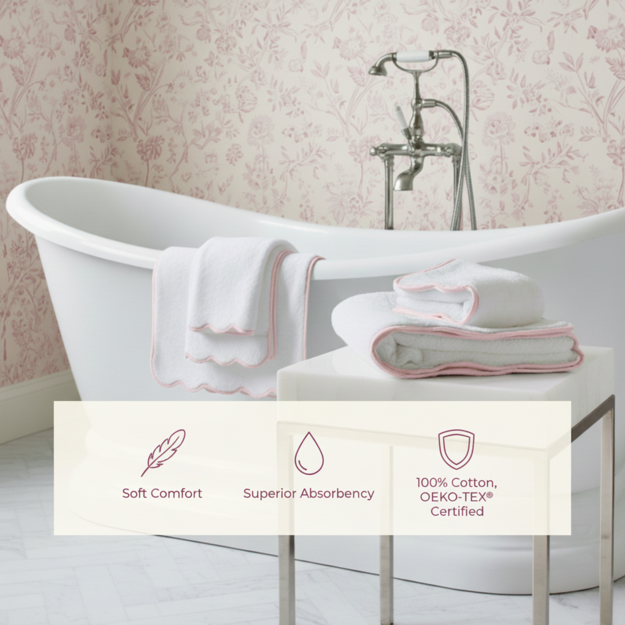 Lotus Linen – wholesale Badrumsmatta – Lyxig badrumsmatta i bomull med kammusselkanter74