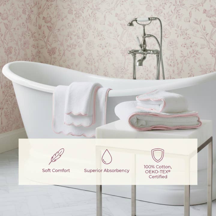 Lotus Linen – wholesale Bath mat – Luxury Scallop Piping Cotton Bath Mat85