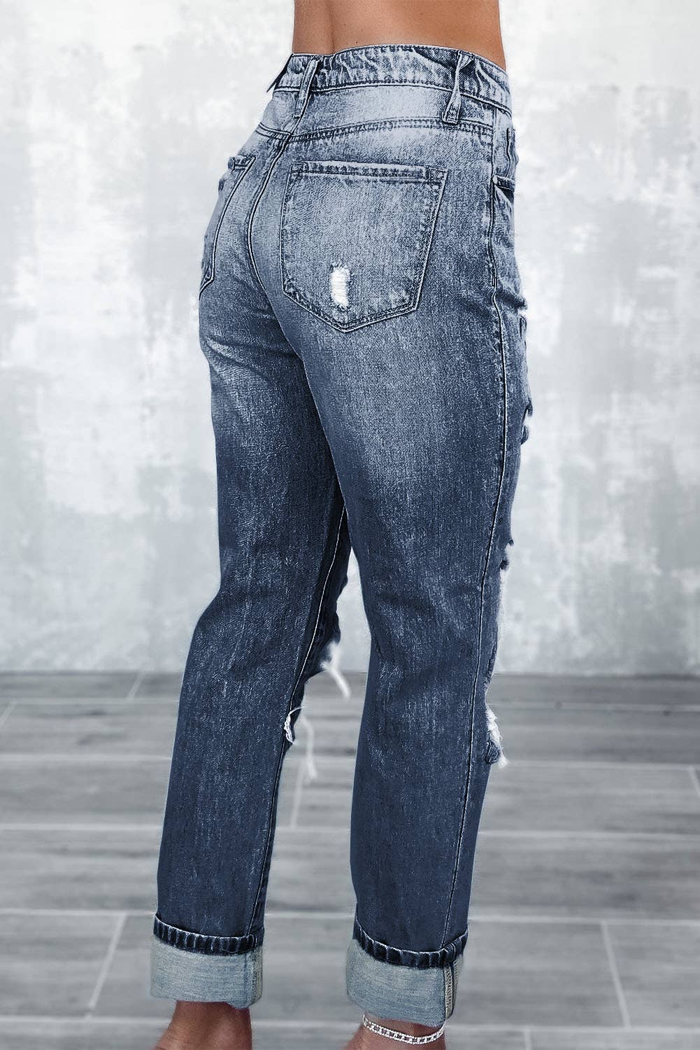 FULL TIME PURCHASE - Wholesale Jeans - Women's - Light Wash Frayed Slim Fit High Waist Jeans4