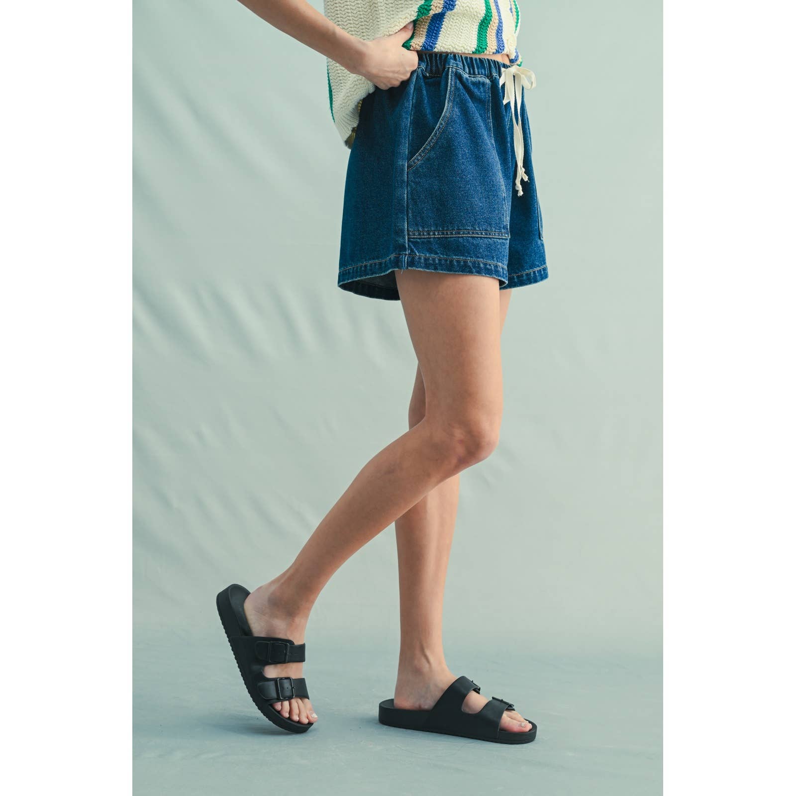 Wishlist Apparel - Wholesale Shorts - Women's - DENIM SHORTS WITH DRAWSTRING / WL25-11256B1