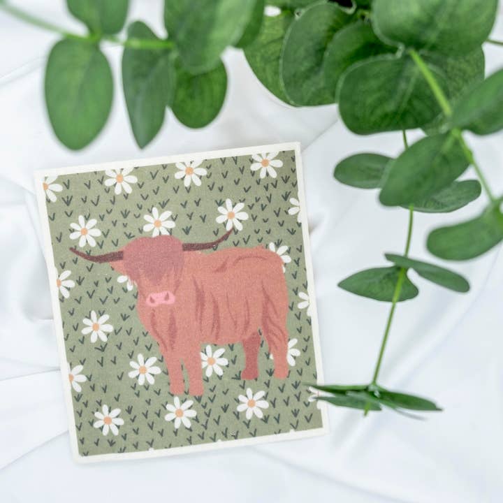 Swedish Dish Cloth - Highland Cow for wholesale by Greenland & Co