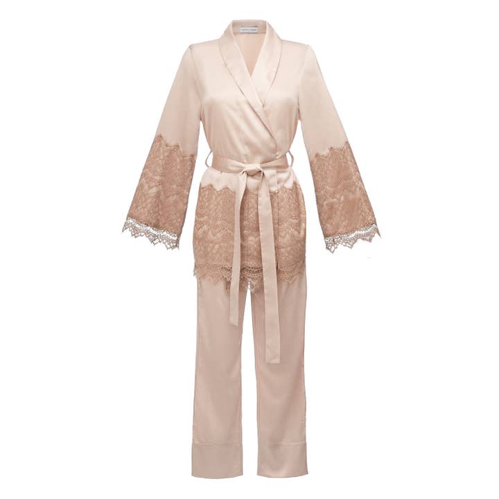 IDENTITY LINGERIE - Wholesale Sleepwear Set - Women's - Silk Satin Pyjama Set with Lace Bridesmaid Pajamas for Women