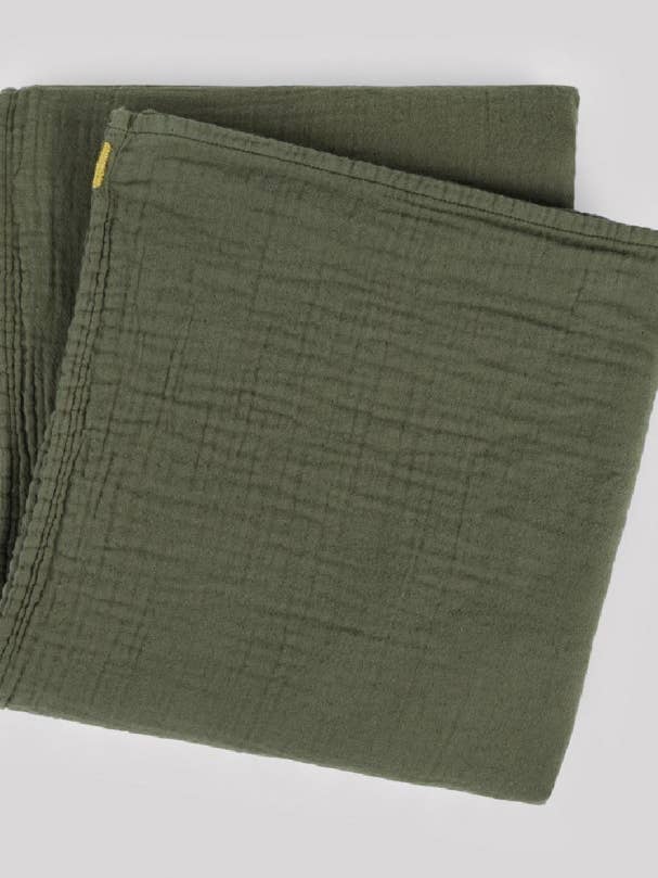 Coperta in doppia garza di cotone 120x170 verde cappero per la vendita all'ingrosso da parte di Les Pensionnaires