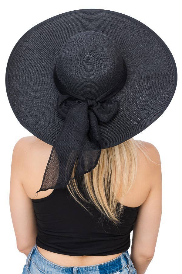 Cap Zone - Wholesale Straw Hat - Women's - Burlap Bow Straw Floppy Sun Hat6