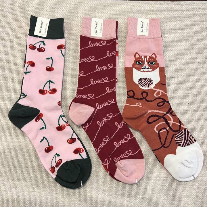 Tourtiwi - Wholesale Socks - Women's - AB Version Cartoon Animal & Fruit Pattern Crew Socks9