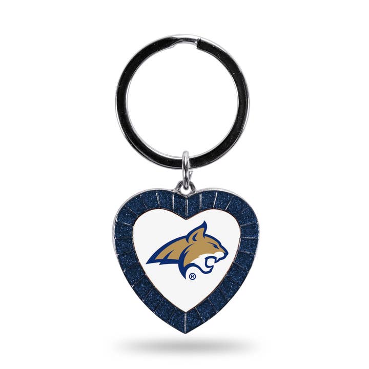 Montana State Color Rhinestone Heart Keychain for wholesale by Rico Industries