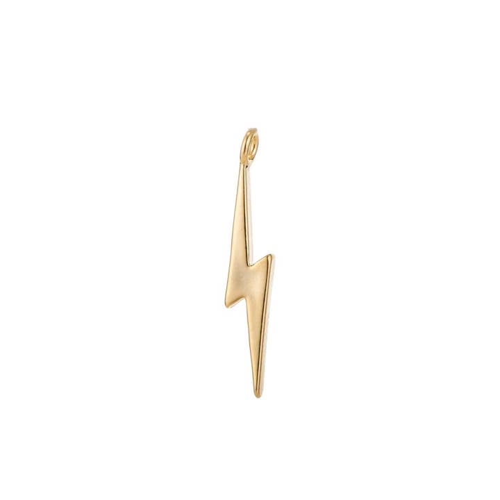 18K Gold Filled Teeny Tiny Lightning Bold Charms - 22mm x 4mm electric thunder storm bolt earring necklace jewelry supplies C-294 for wholesale by Aim Eternal