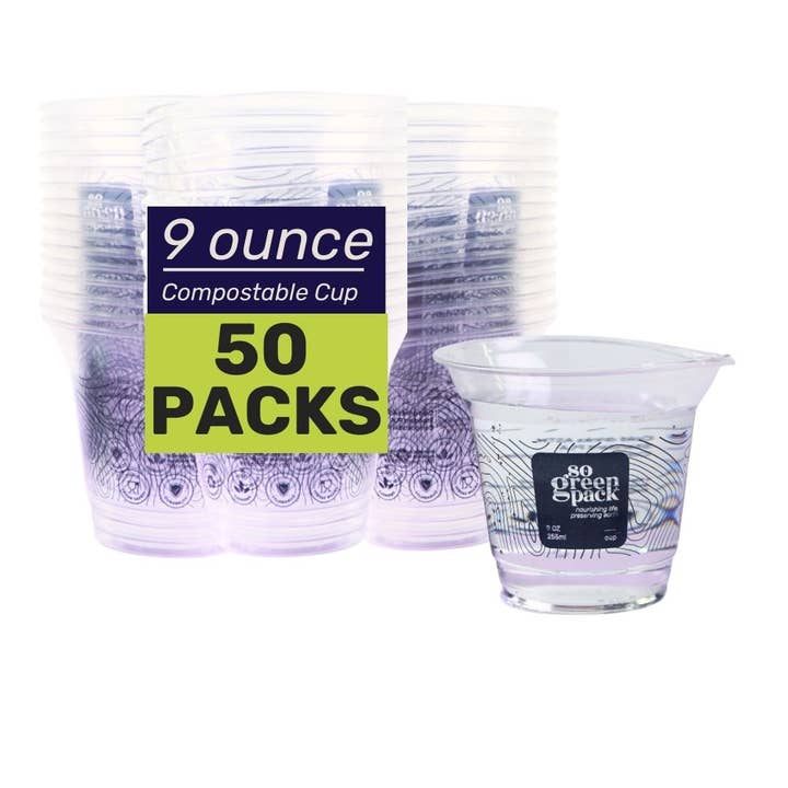 Sogreenpack – wholesale Porslin för engångsbruk – Miljövänliga komposterbara PLA 9 Oz engångskoppar 50 stycken