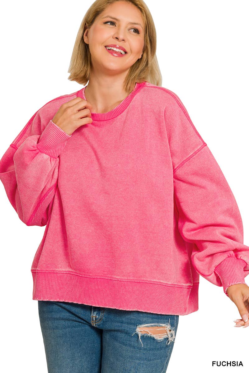 Vanilla Monkey - Vendita all'ingrosso Felpa - Donna - Pullover oversize Plus Acid Wash in pile4