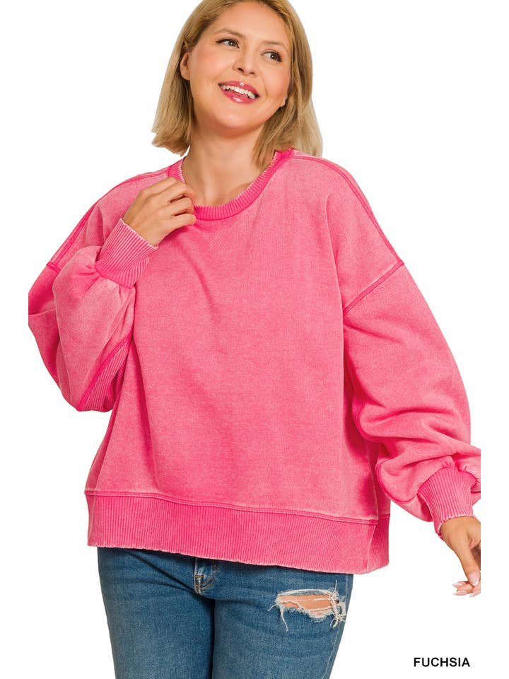 Vanilla Monkey - Vendita all'ingrosso Felpa - Donna - Pullover oversize Plus Acid Wash in pile4