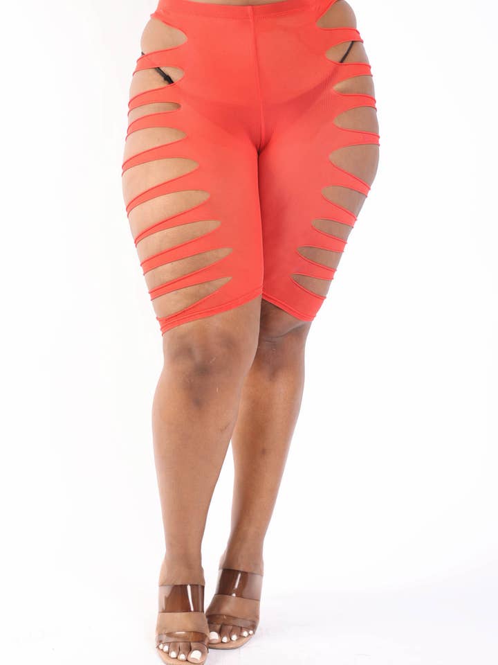 Laser Cut Power Mesh Shorts for wholesale by K Too