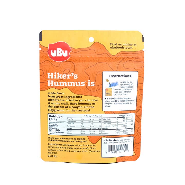 uBu Foods - Wholesale Shelf Stable Prepared Meal - Hiker's Hummus - Everything Bagel1