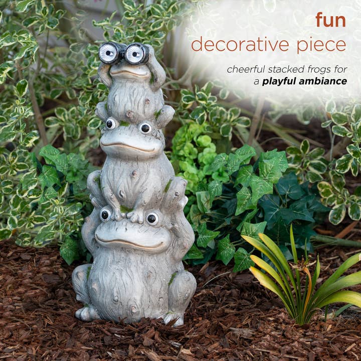 Alpine Corporation - Wholesale Outdoor Ornament/Decor - Alpine Corporation Solar Three Stack Frogs with LED Light