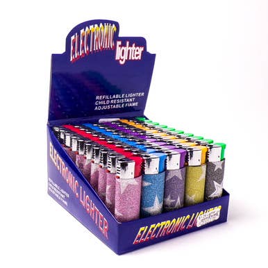 Refillable Electric Adjustable Flame Lighters - 50ct Display for wholesale by Mid America