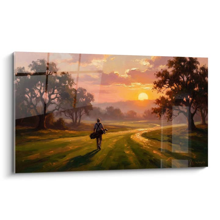 Golfer Painting at Sunset - Walk Towards the Light - Golf Edition for wholesale by Walensky