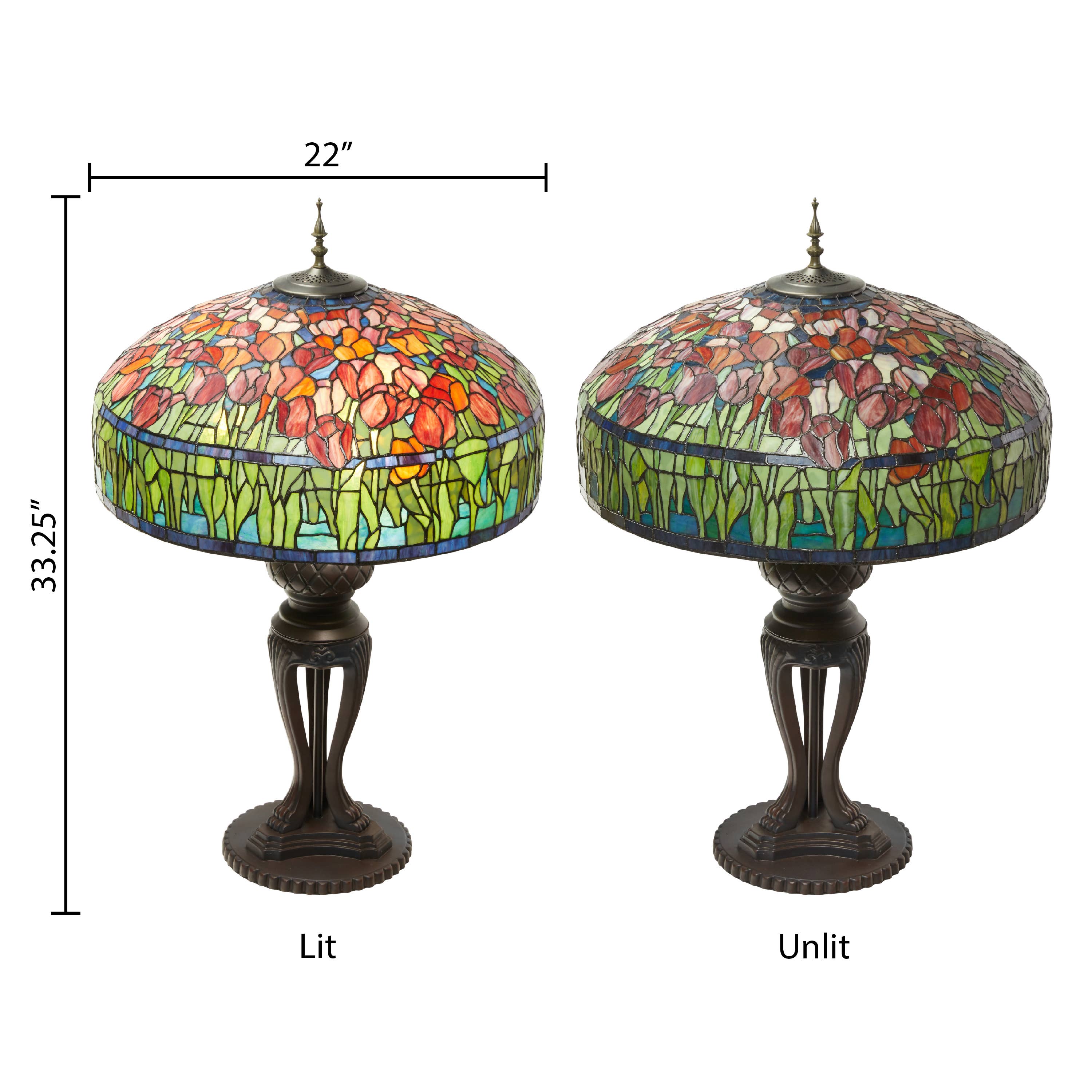 River of Goods - Wholesale Accent/Desk Lamp - 33.25"H Tulip Tiffany-Style Stained Glass Table Lamp2
