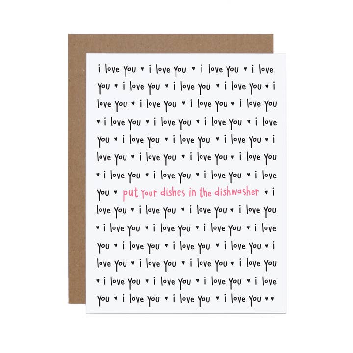 Dishwasher I Love You Card for wholesale by carolyndraws
