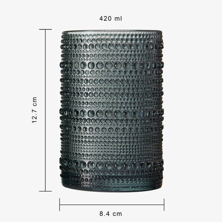 The Wine Savant / Khen Glassware - Wholesale Drinking Glass/Cup - Beaded Hobnail Highball Drinking Glasses | Set of 6 | 14 OZ3