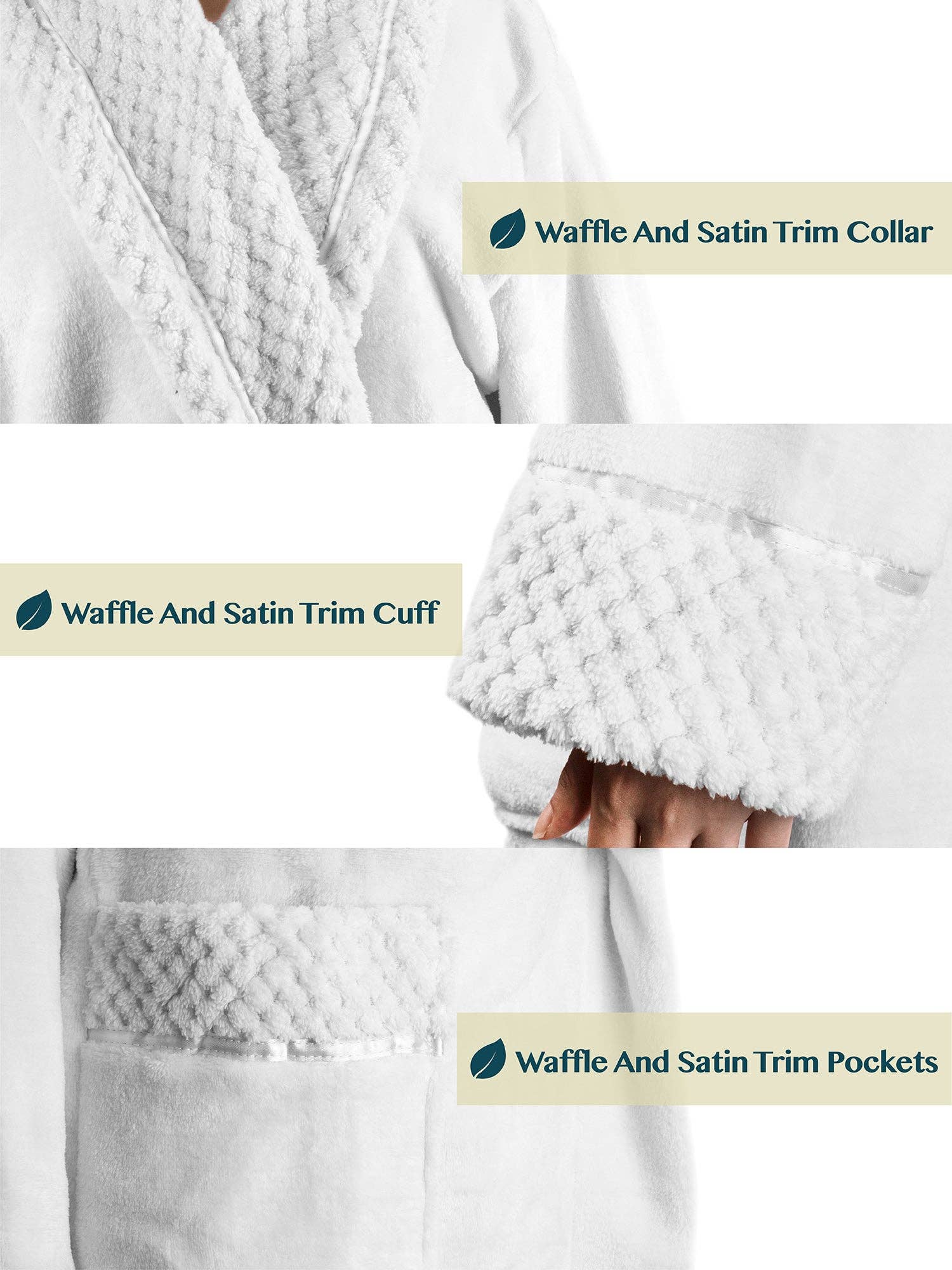 Pavilia - Wholesale Badjas - Dames - Damesbadjas van fleece met satijnen en wafelkanten21
