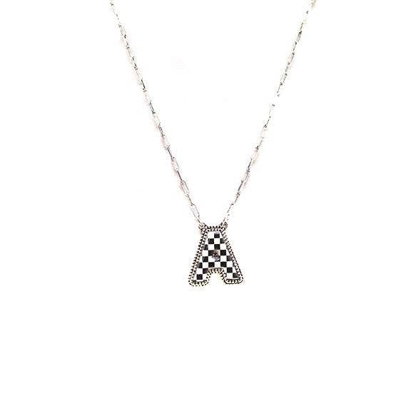 Snowing West - Wholesale Pendant/Charm Necklace - Checkered Bubble Initial Necklace