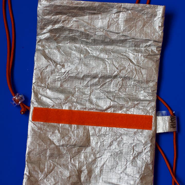 Pikto3000 - Wholesale Crossbody Bag - Women's - Small silver Tyvek Rolltop Bag with Paracord Handle - Orange2