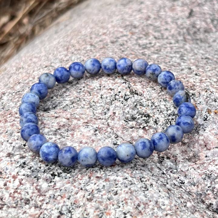 6mm Blue Spot Stacker Bracelet for wholesale by Most Radiant Beads LLC