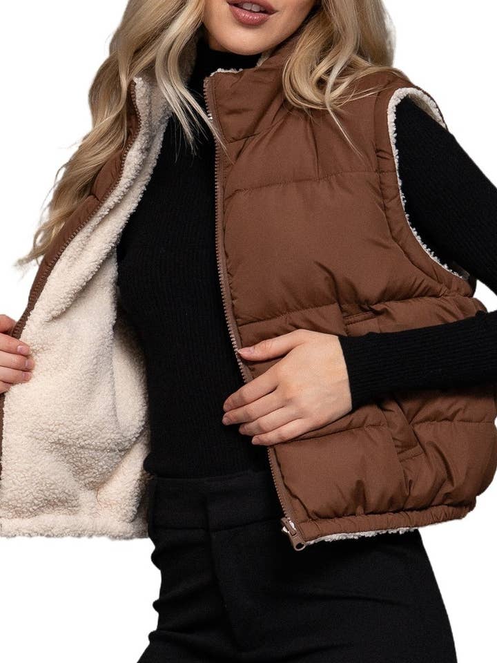 Reversible Fur Padding Vest for wholesale by Vanilla Monkey