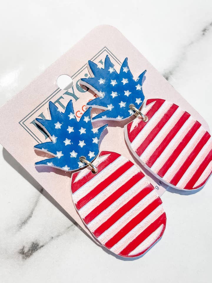 Amerikansk flag ananas øreringe for engroshandel hos katygirlgoods