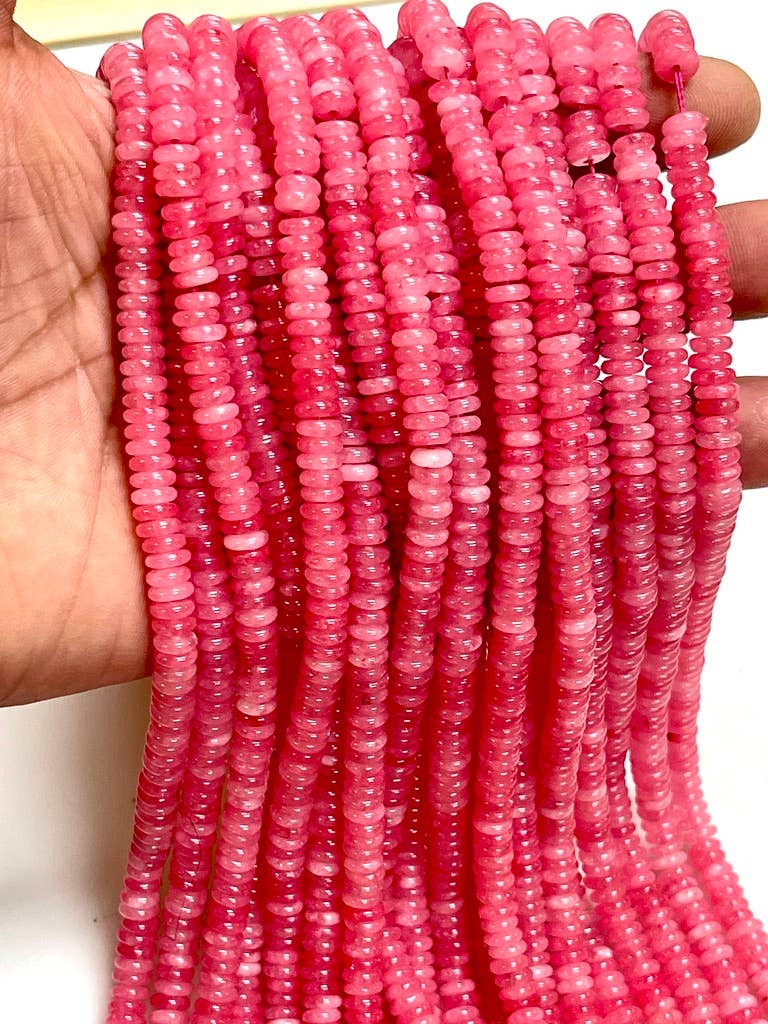 TRIVENI USA INC - Wholesale Beads - 6mm Cherry Quartz Gemstone Heishi Tire Beads Strands