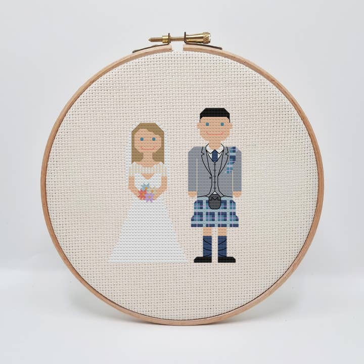 Meloca Designs - Vendita all'ingrosso Attrezzatura per ricamo/punto croce - Melocharacters: kit a punto croce personalizzabile per matrimonio in famiglia